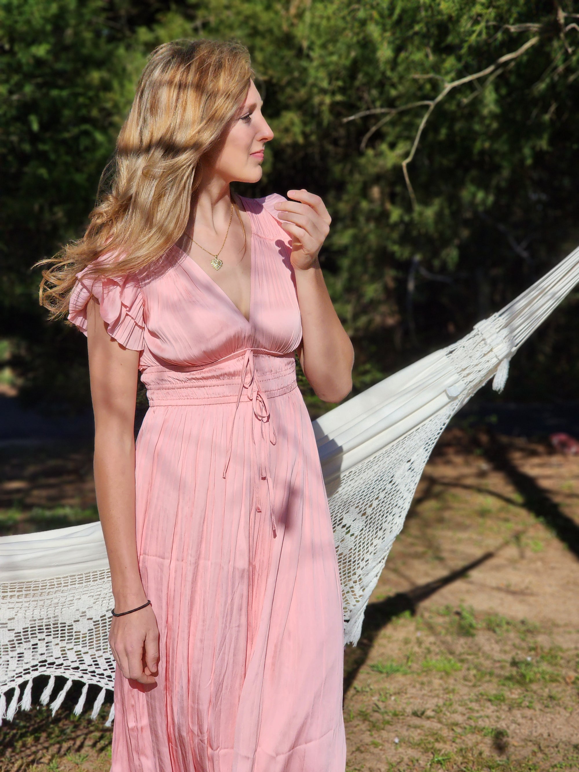 Pink Maxi Satin Dress