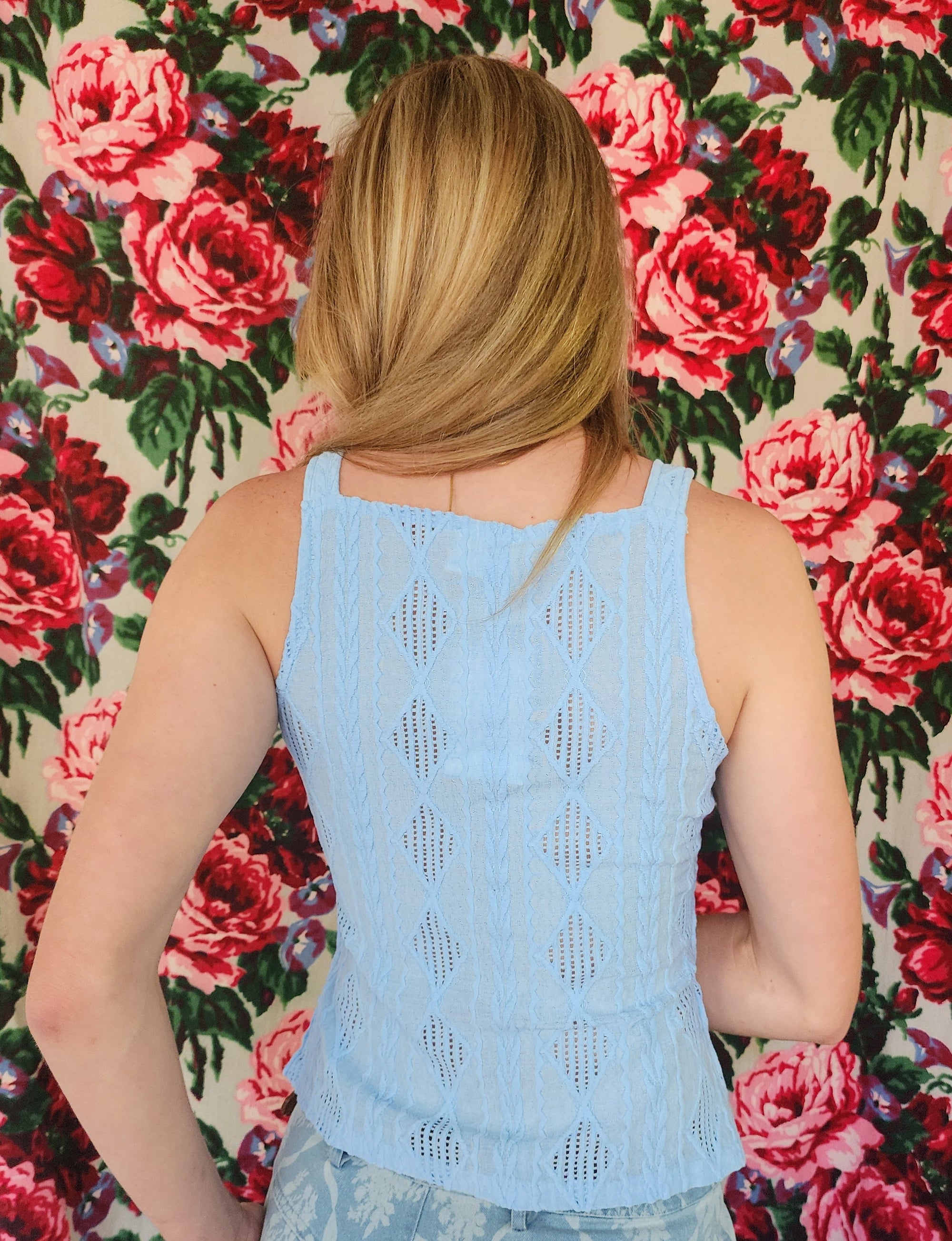 Textured Sleeveless Top in Blue