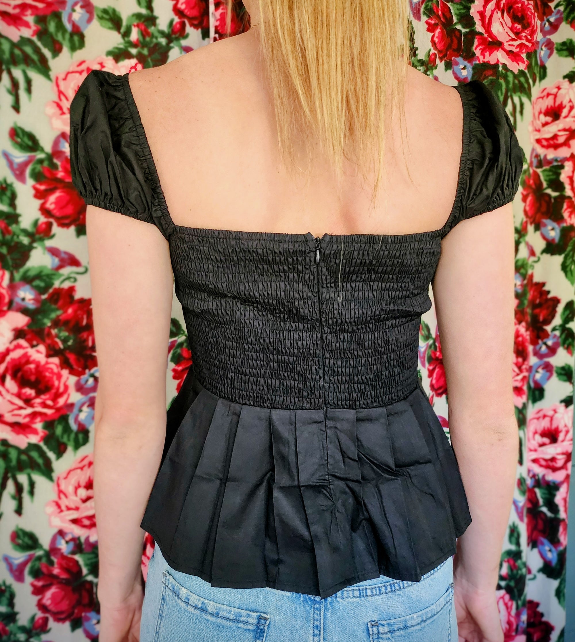 Black Puff Sleeved Corset