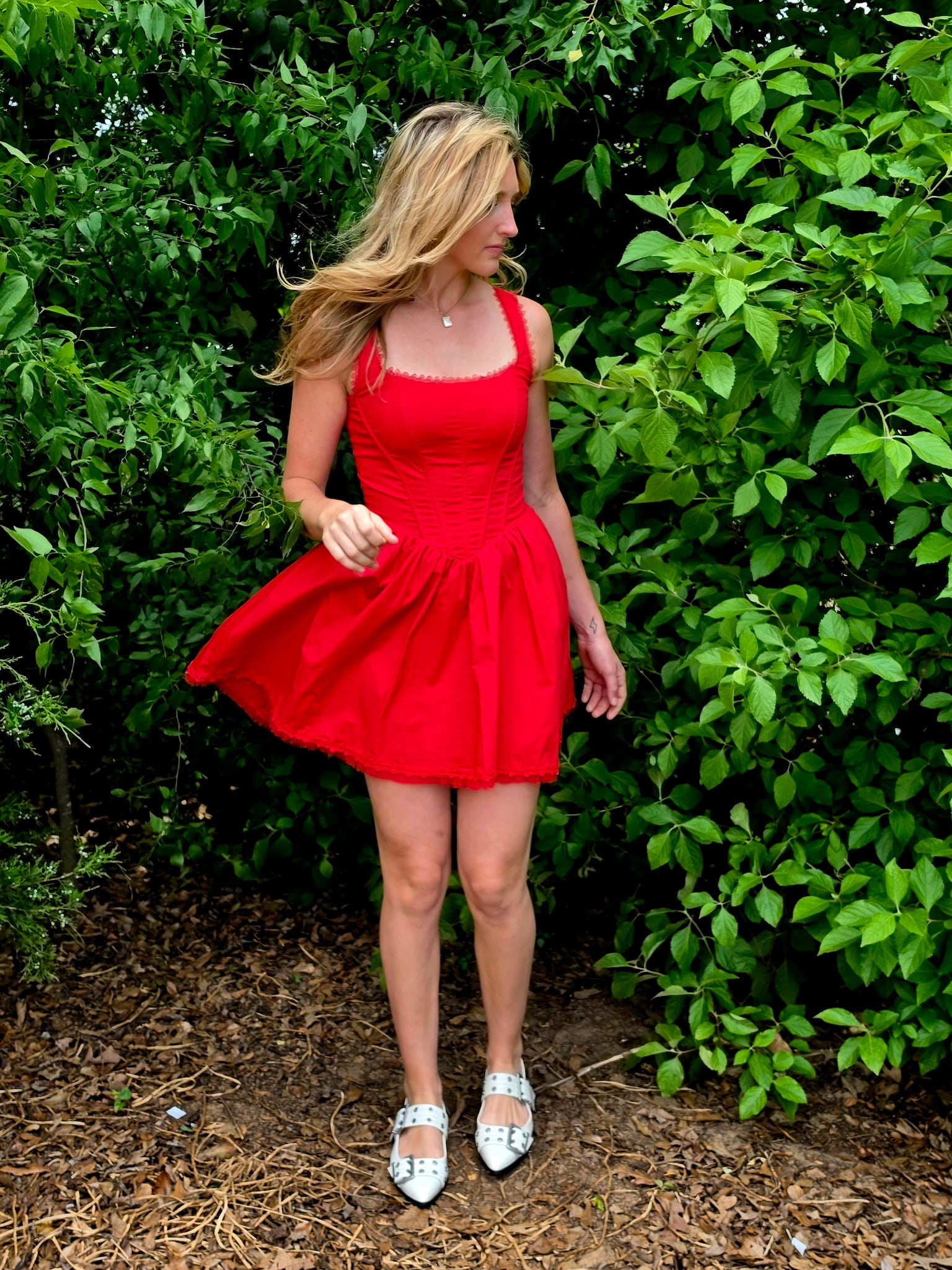 Flared Red Corset Dress