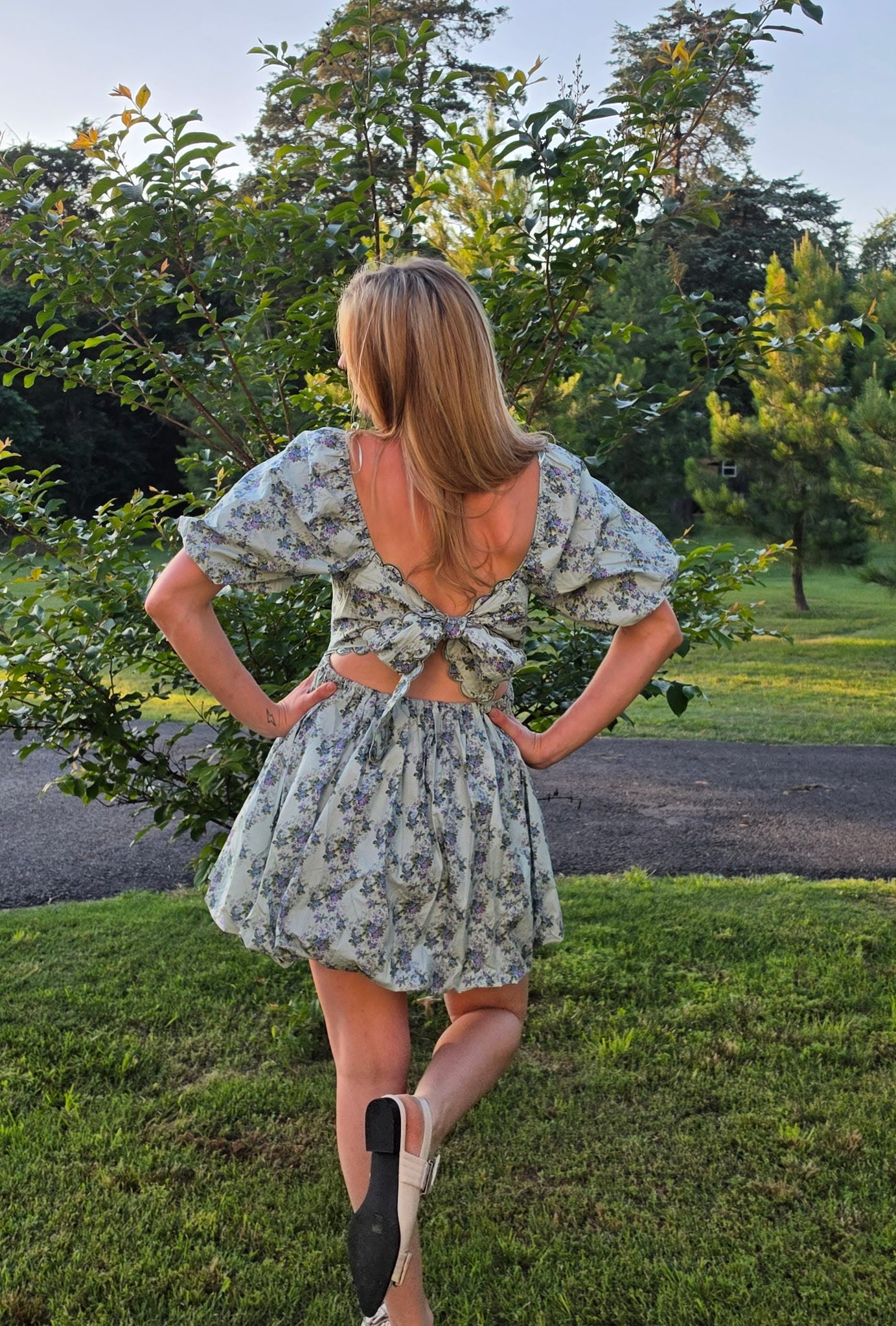 Floral Scallop Embroidery Mini Dress
