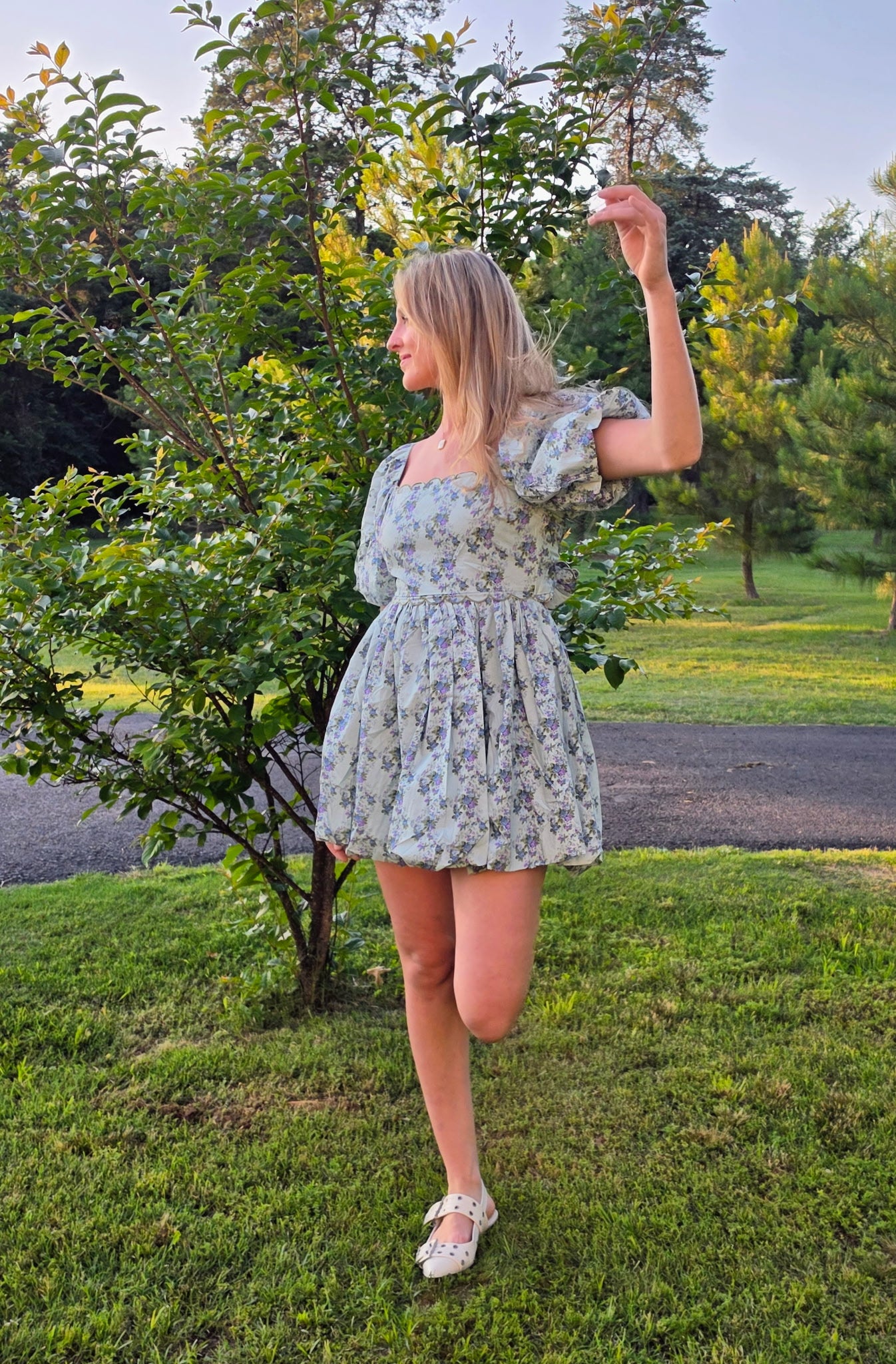 Floral Scallop Embroidery Mini Dress