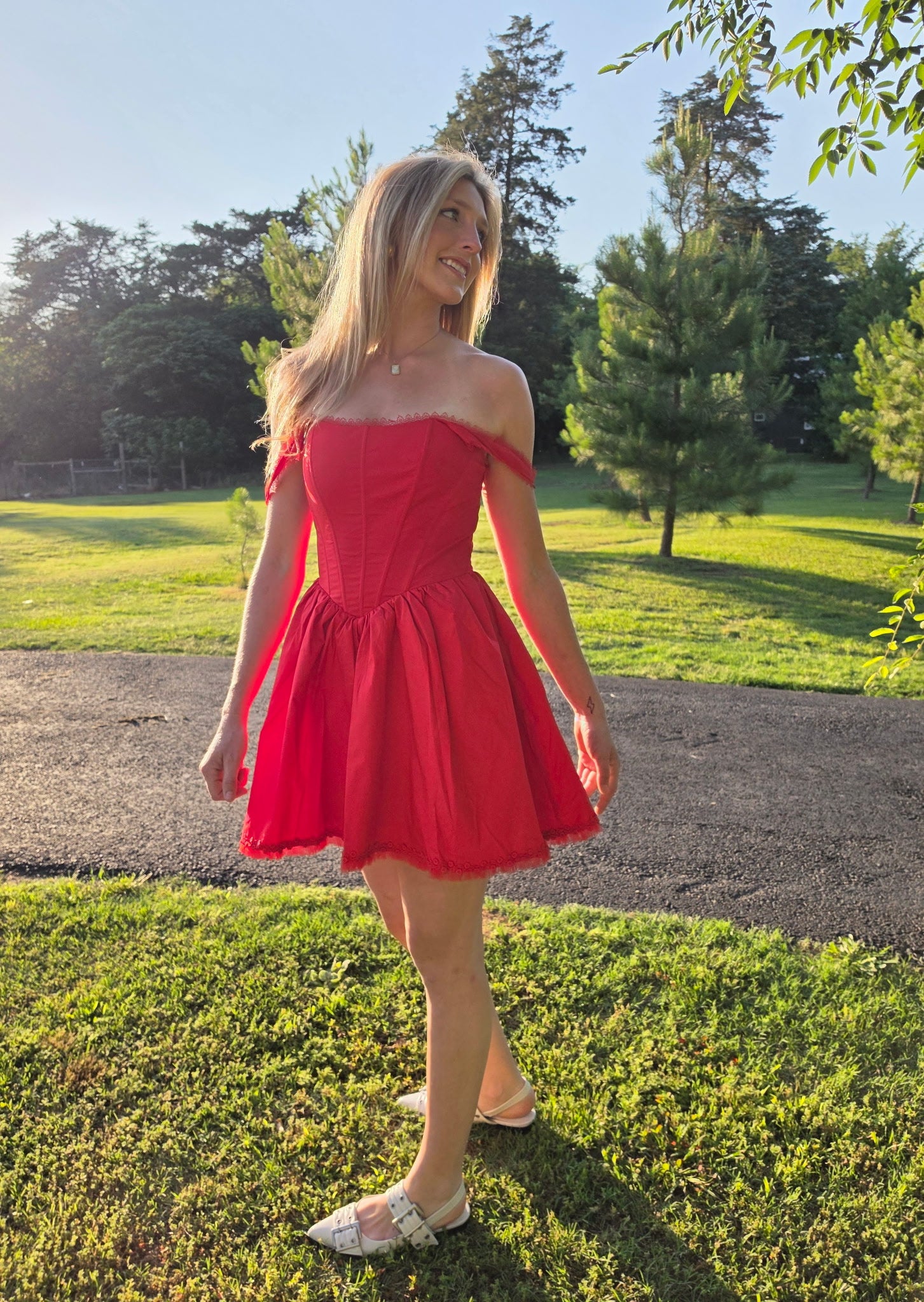 Flared Red Corset Dress