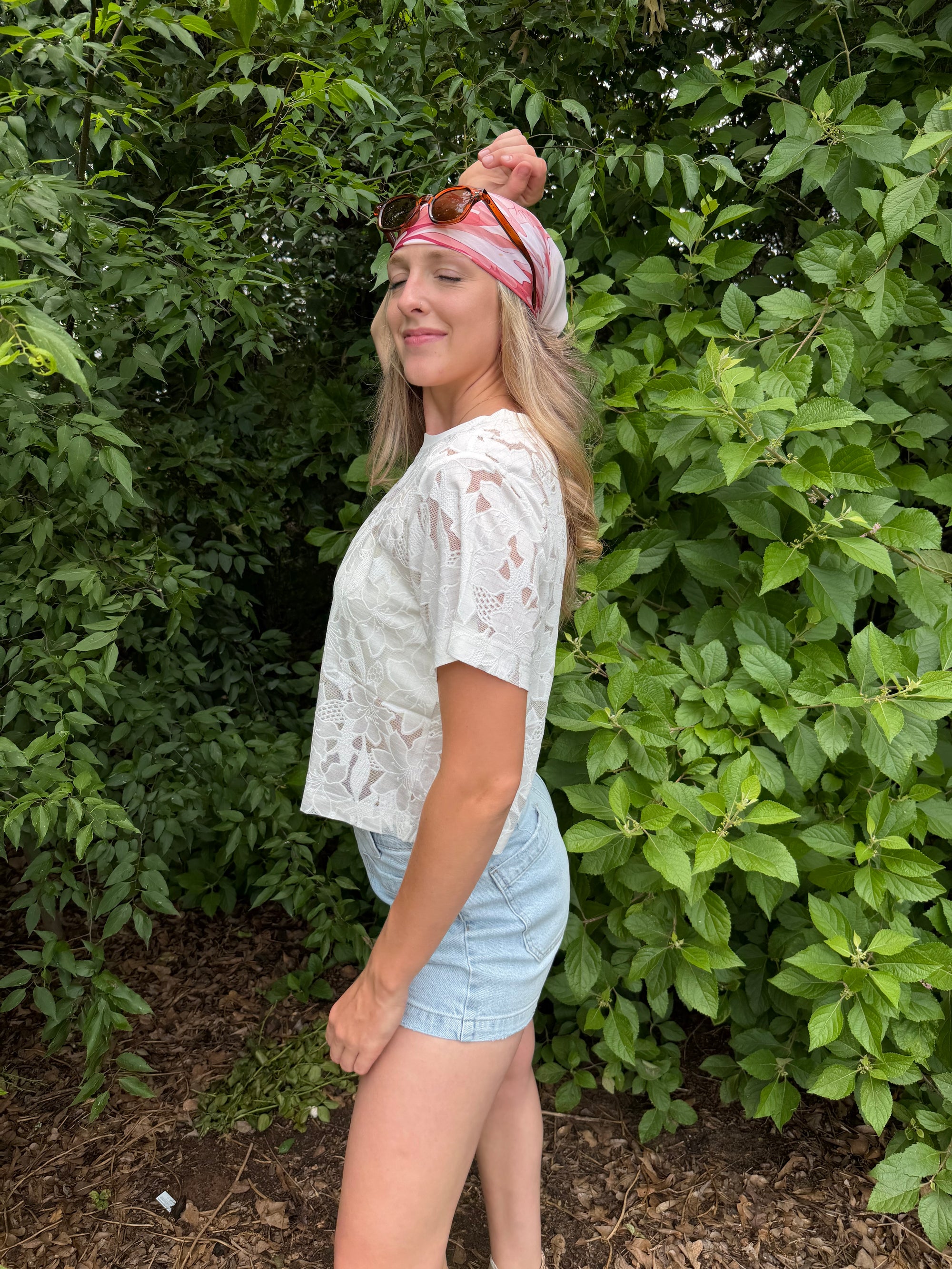 White Lace Floral Casual Shirt