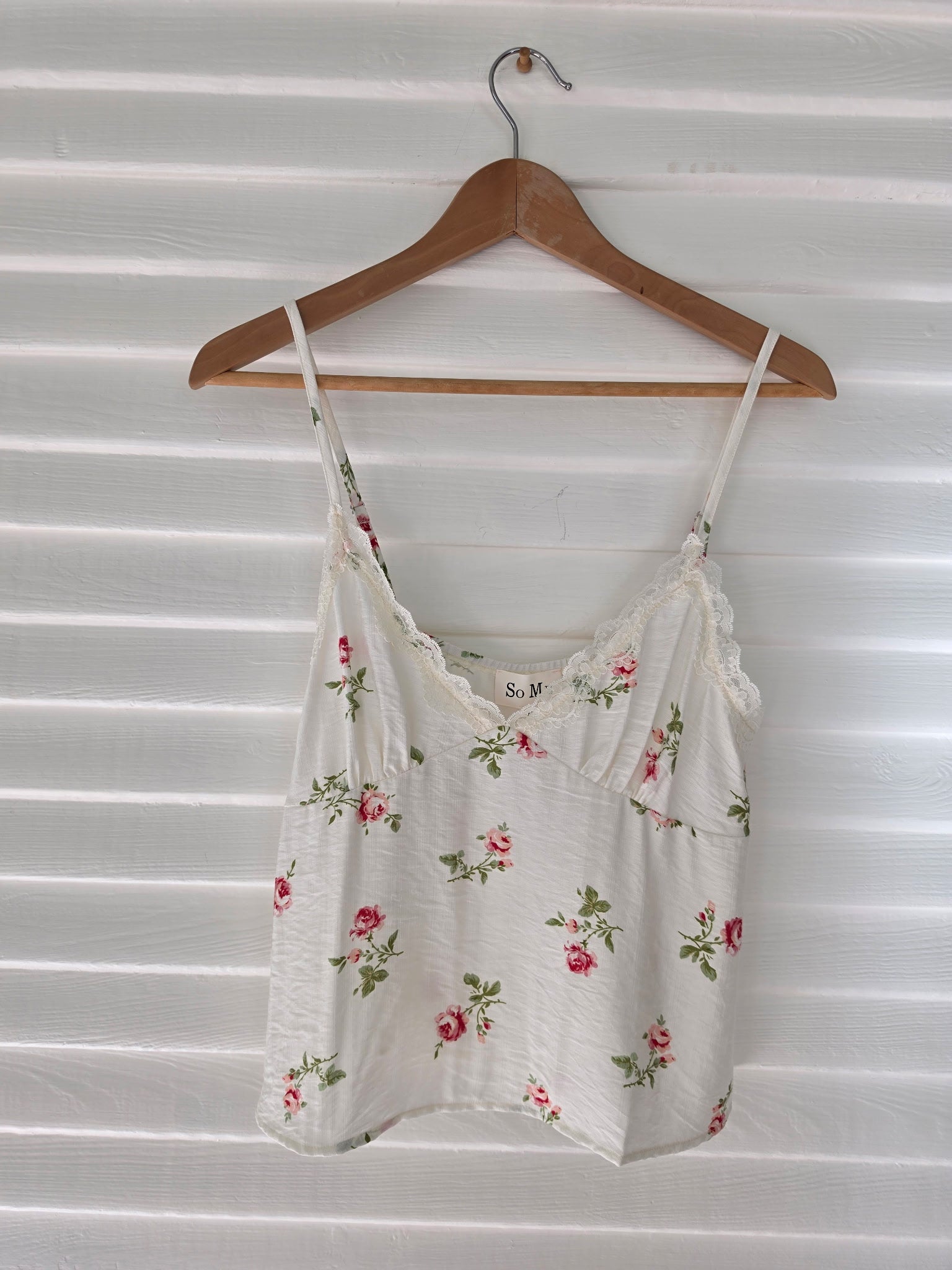 Floral Print Cami with Lace