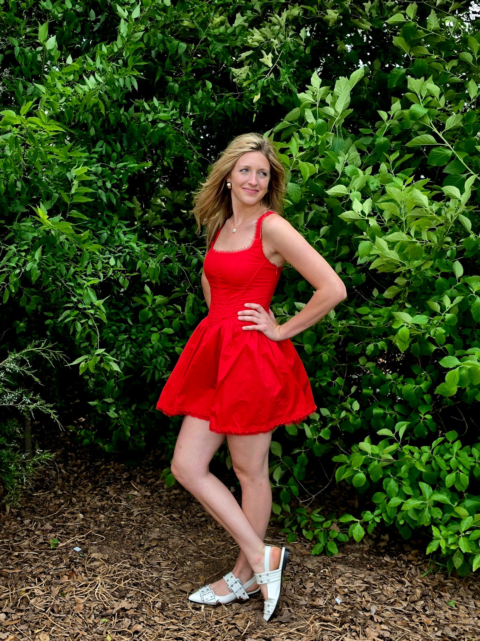 Flared Red Corset Dress