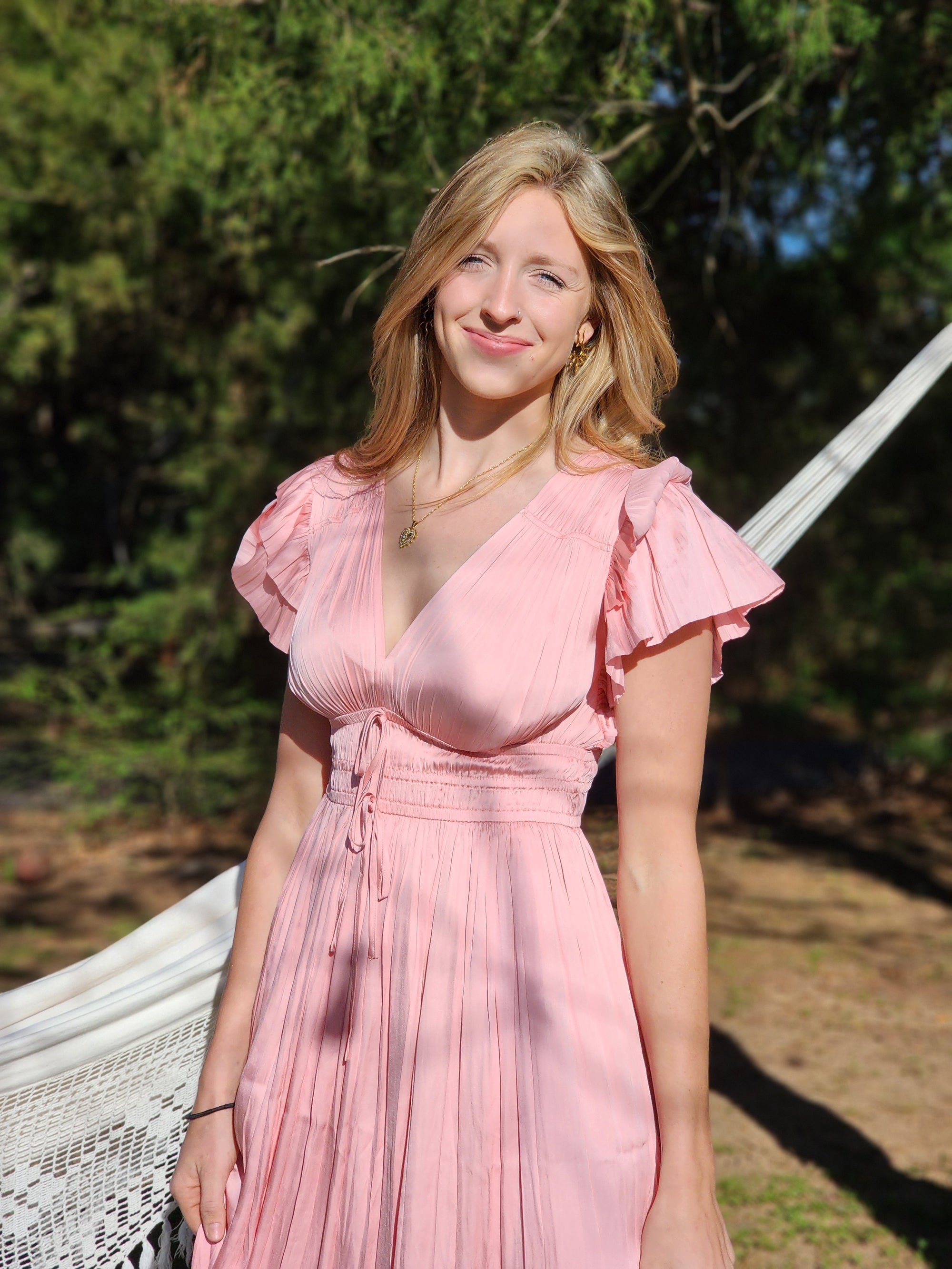 Pink Maxi Satin Dress