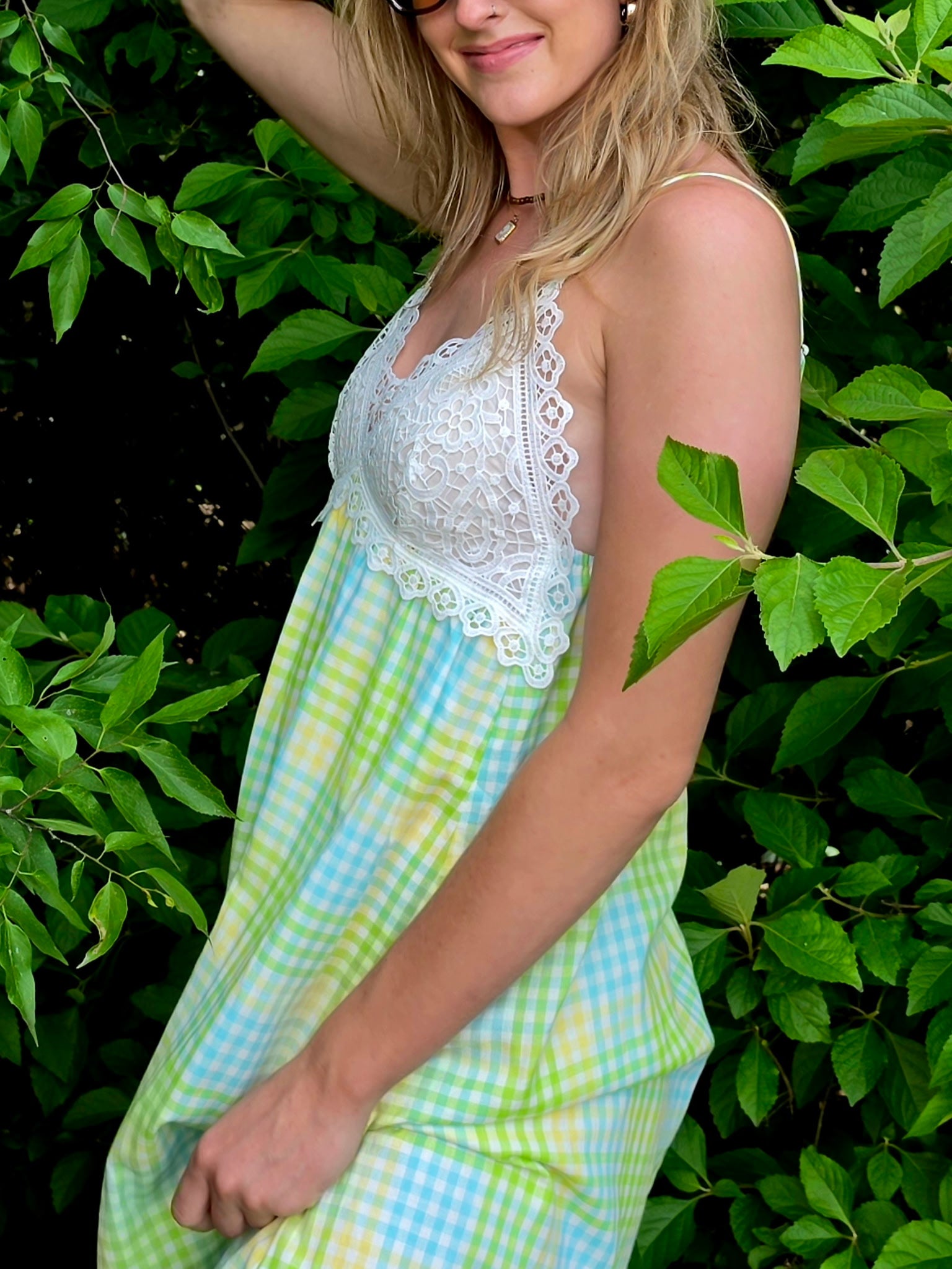 Midi Lace Top and Woven Print Dress