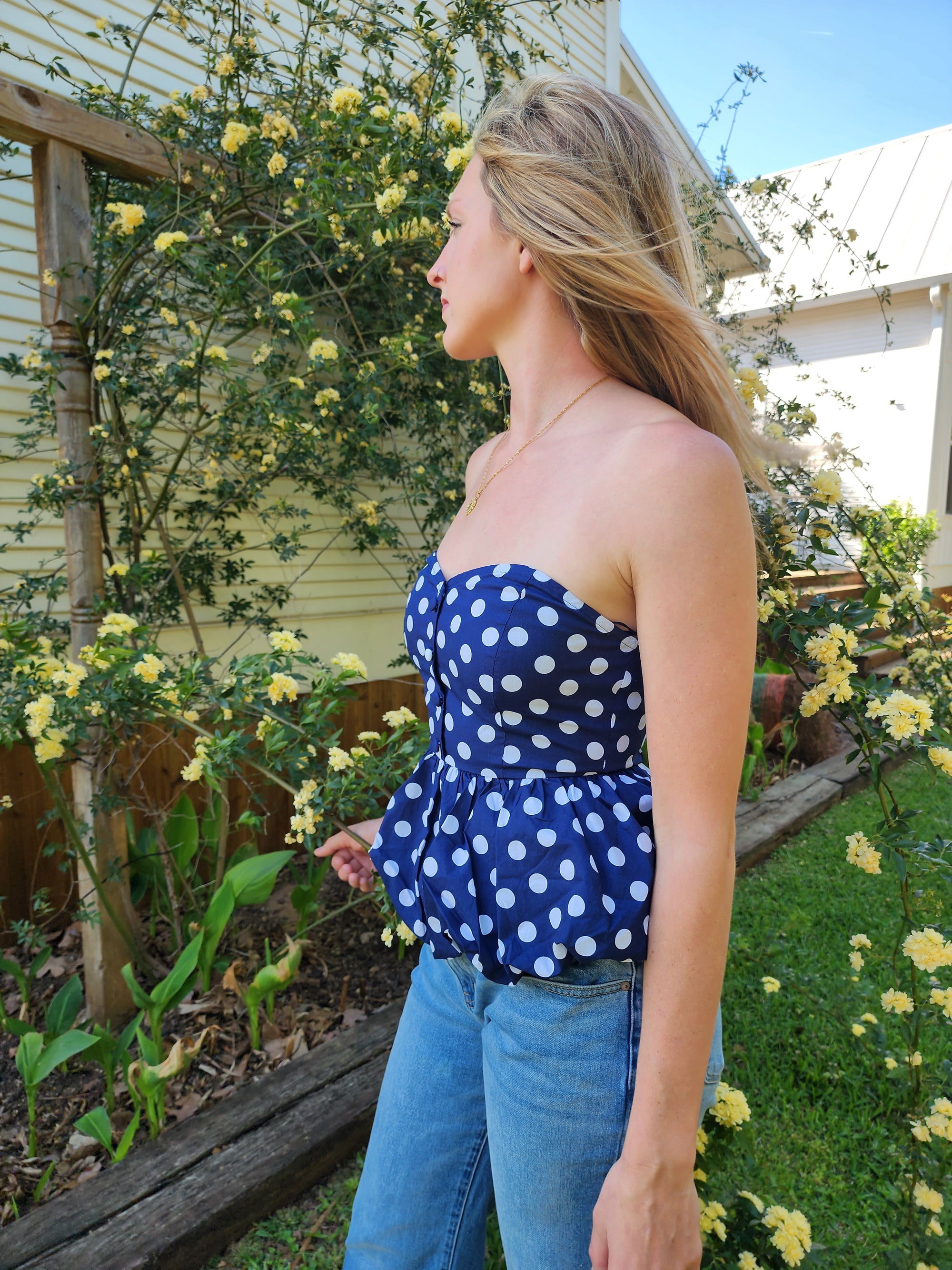 Sweetheart Polka-Dot Peplum Top