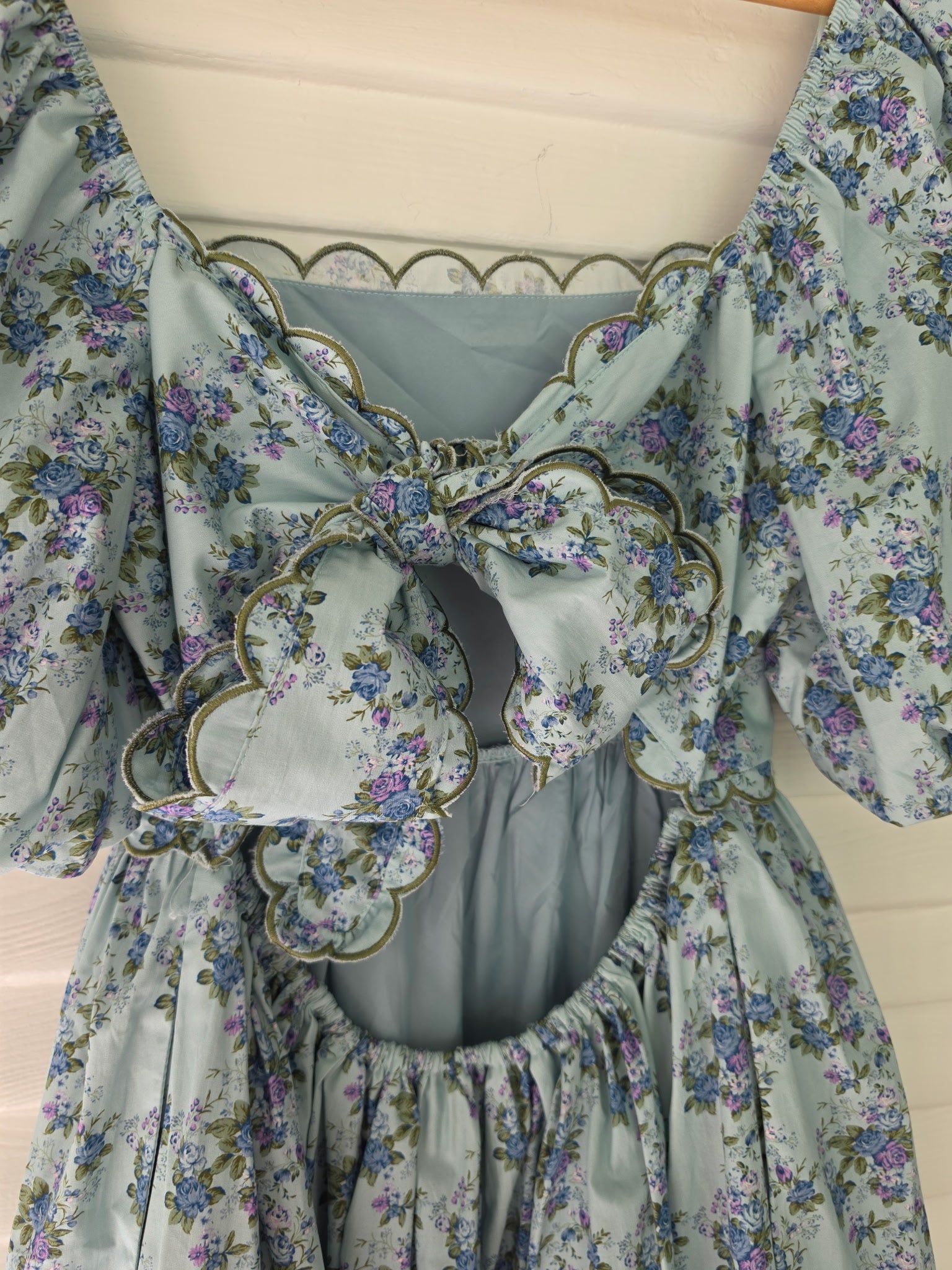 Floral Scallop Embroidery Mini Dress
