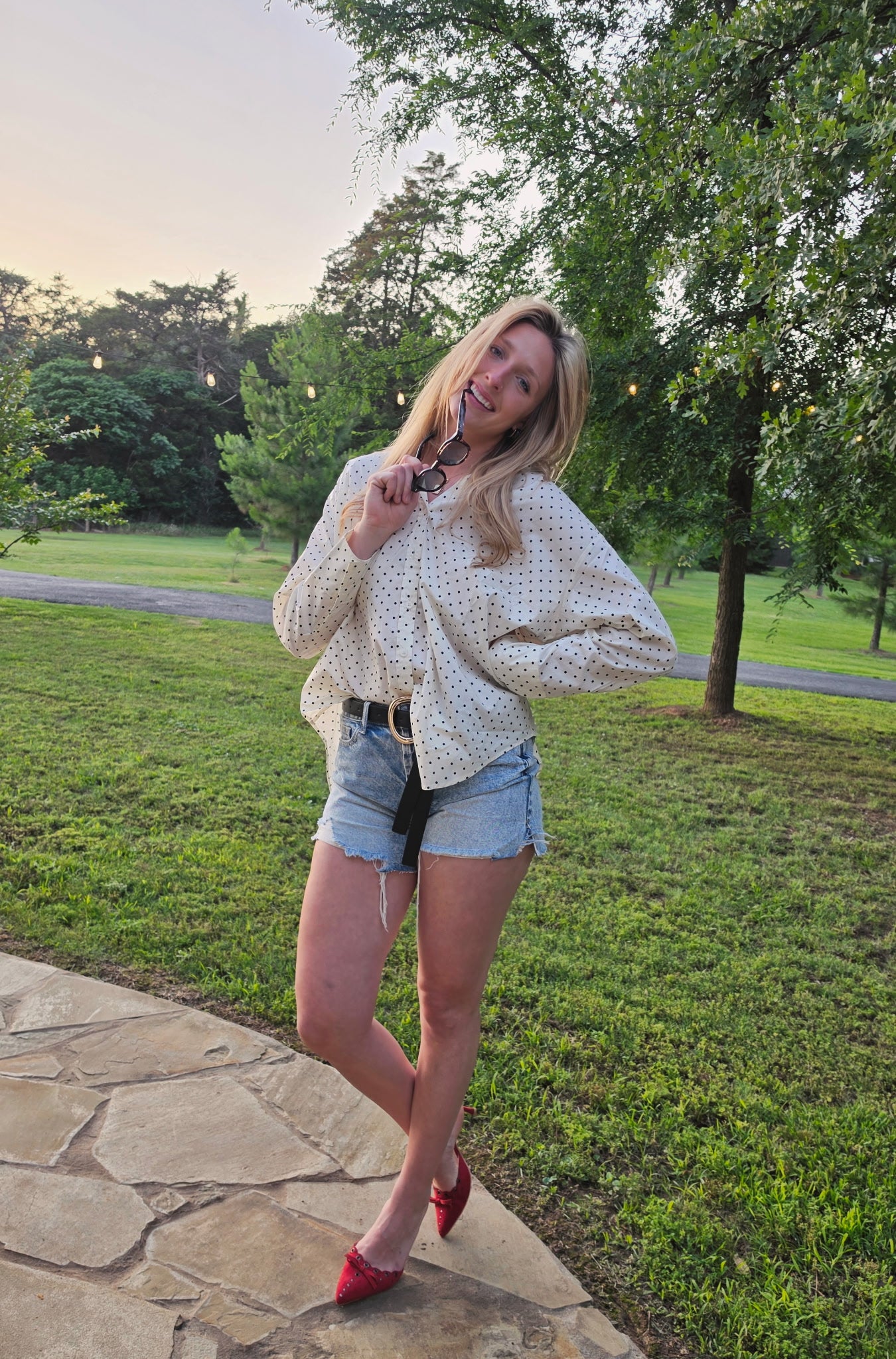 Polka Dot Oversized Button Down Shirt