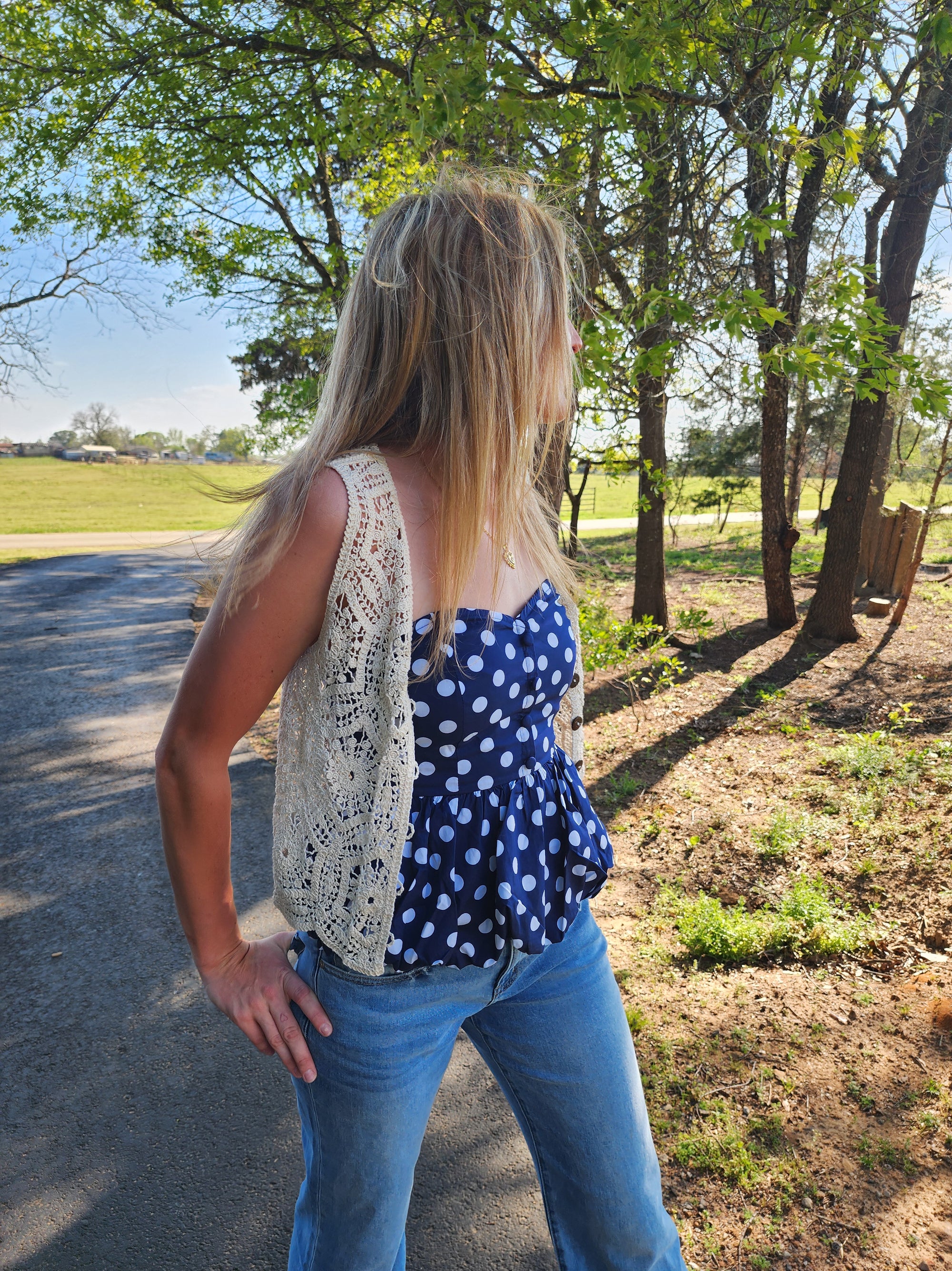 Sweetheart Polka-Dot Peplum Top