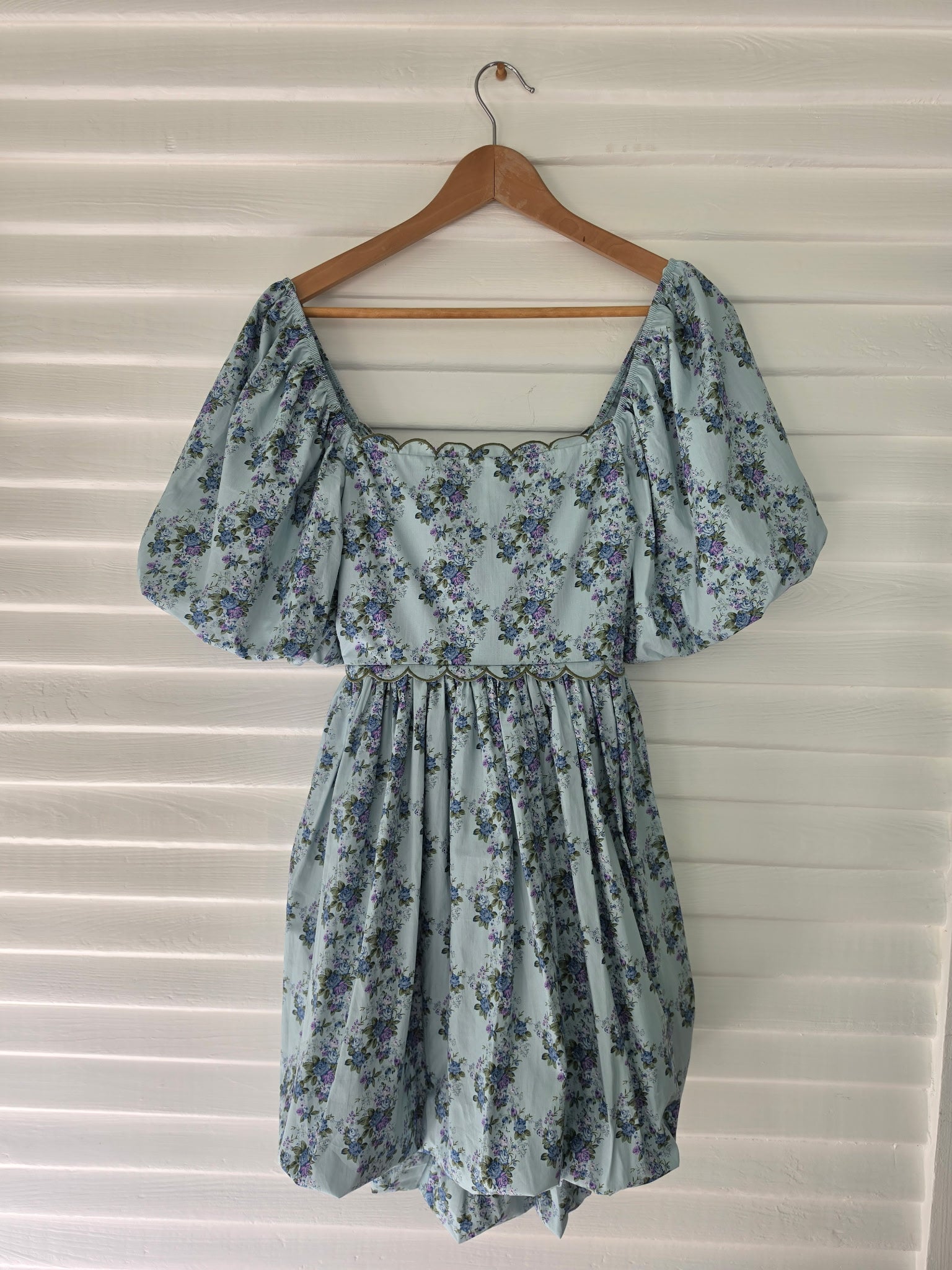 Floral Scallop Embroidery Mini Dress