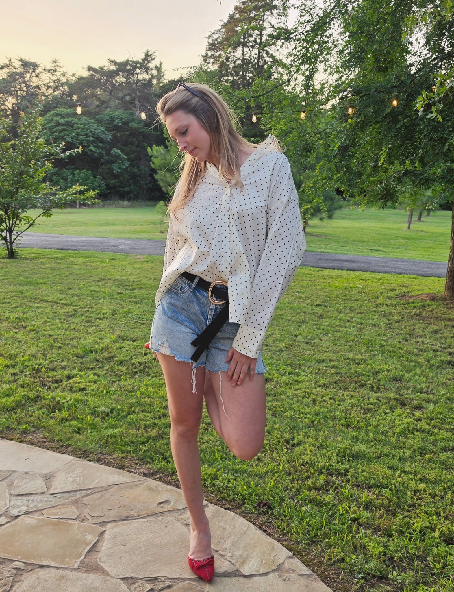 Polka Dot Oversized Button Down Shirt