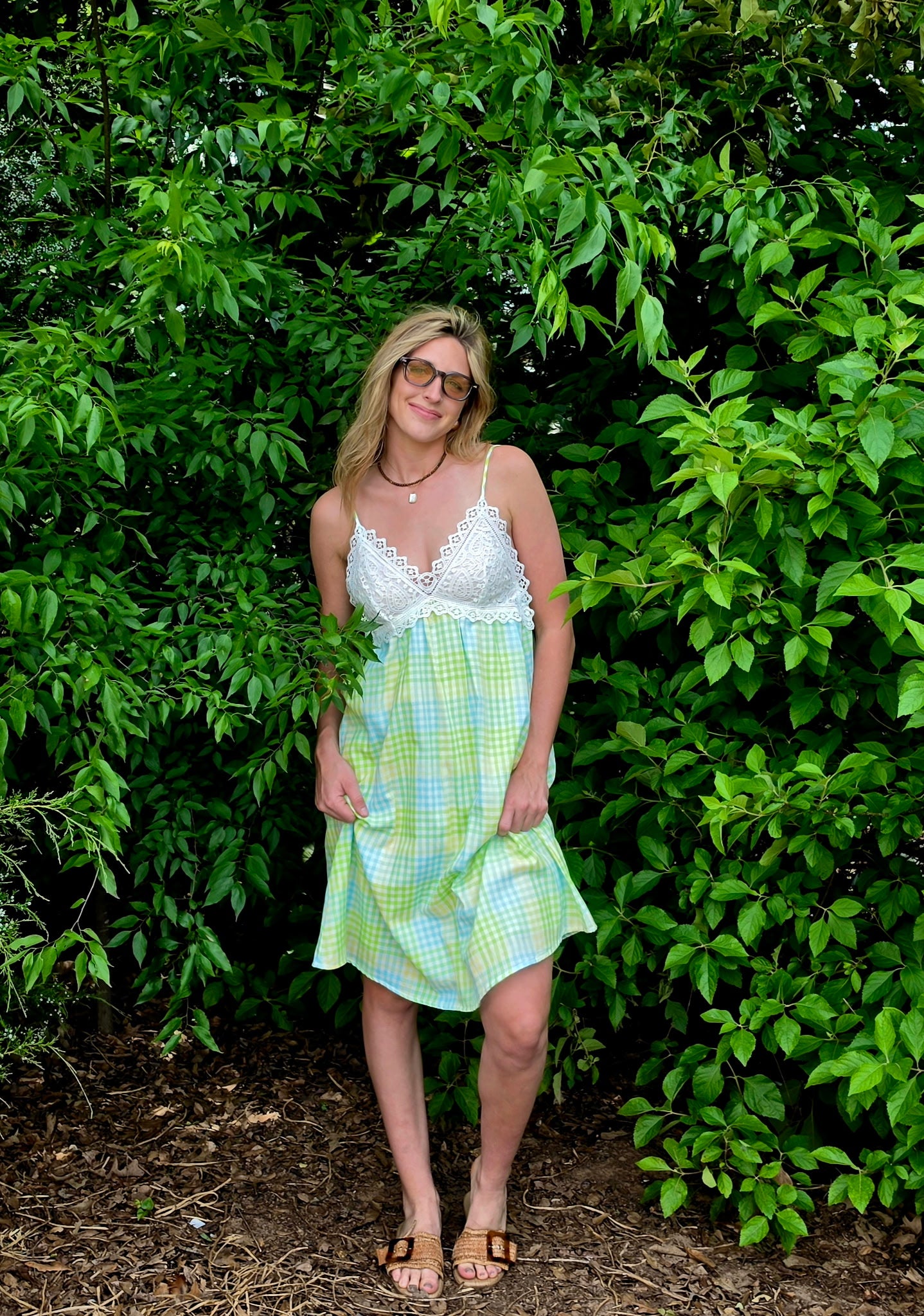 Midi Lace Top and Woven Print Dress