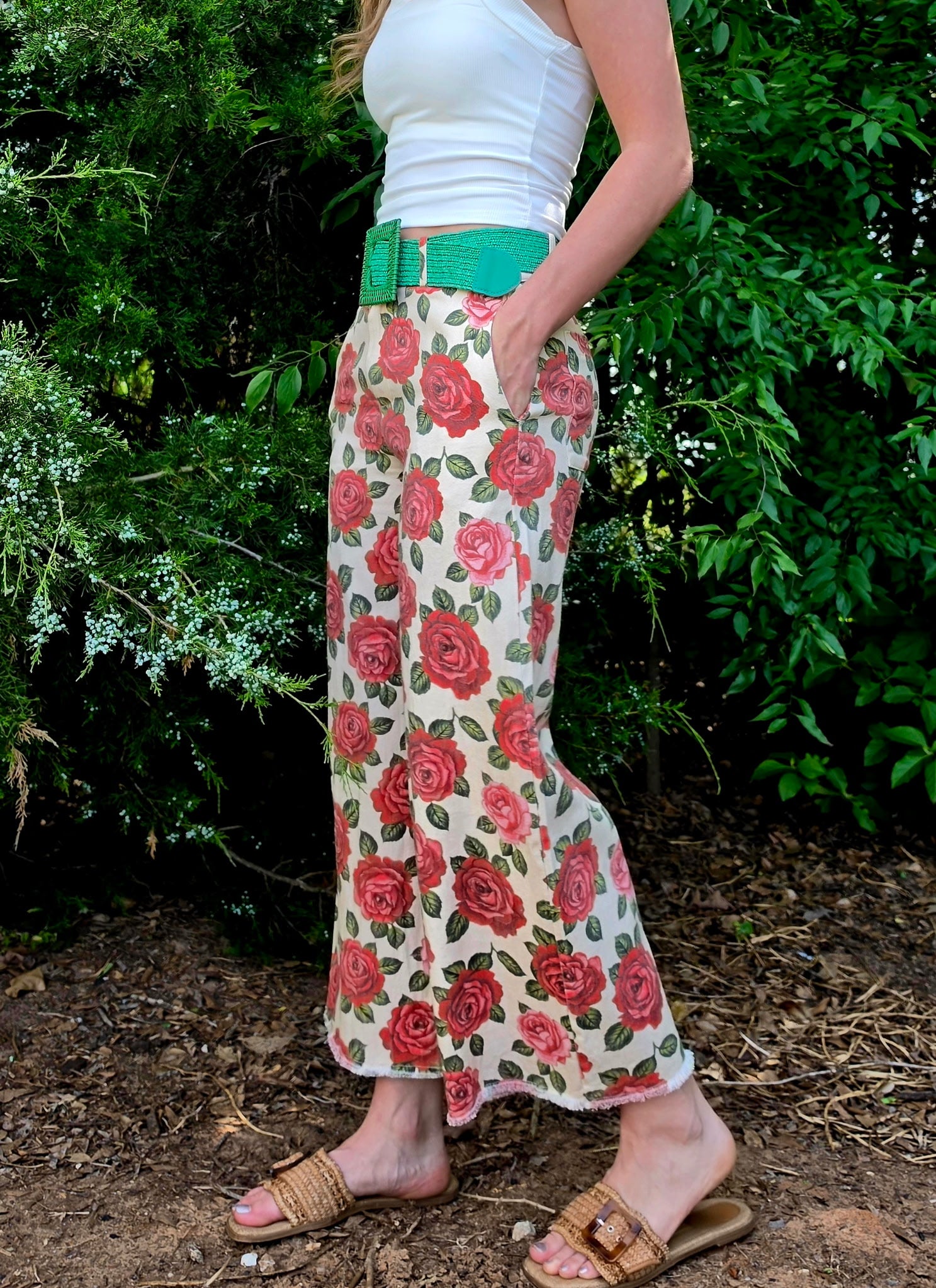 Relaxed Rose Patterned Pants