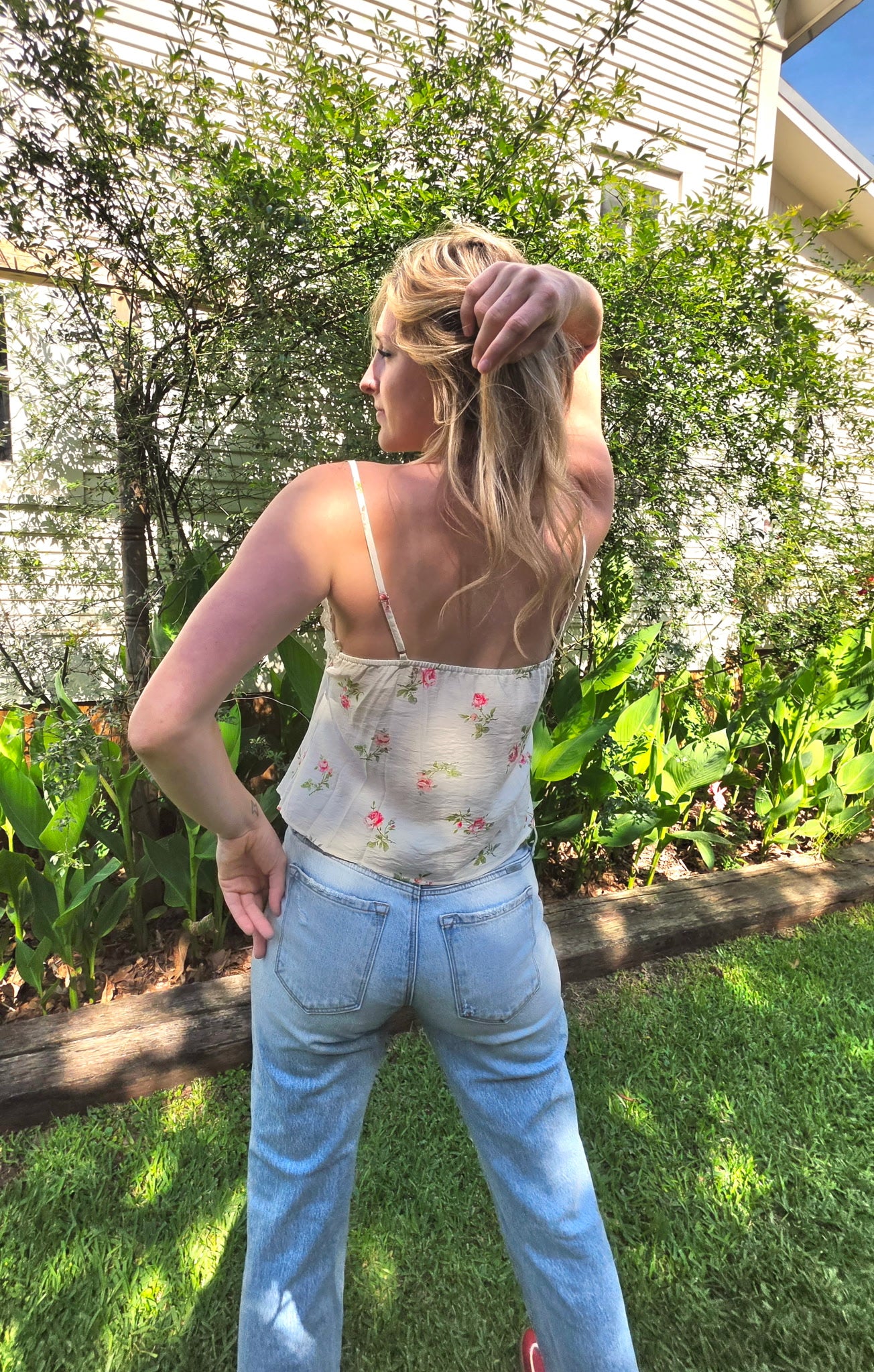 Floral Print Cami with Lace