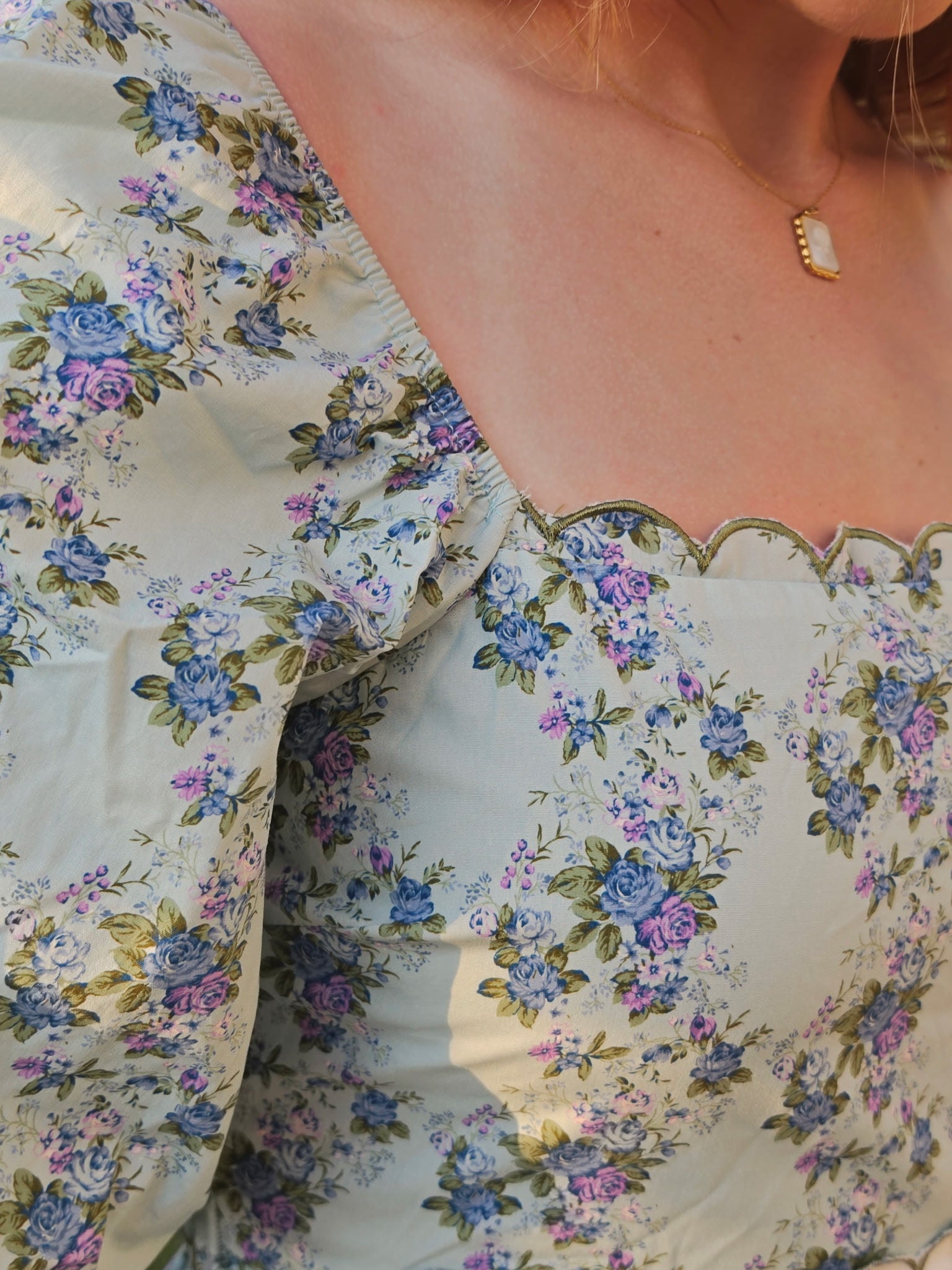 Floral Scallop Embroidery Mini Dress