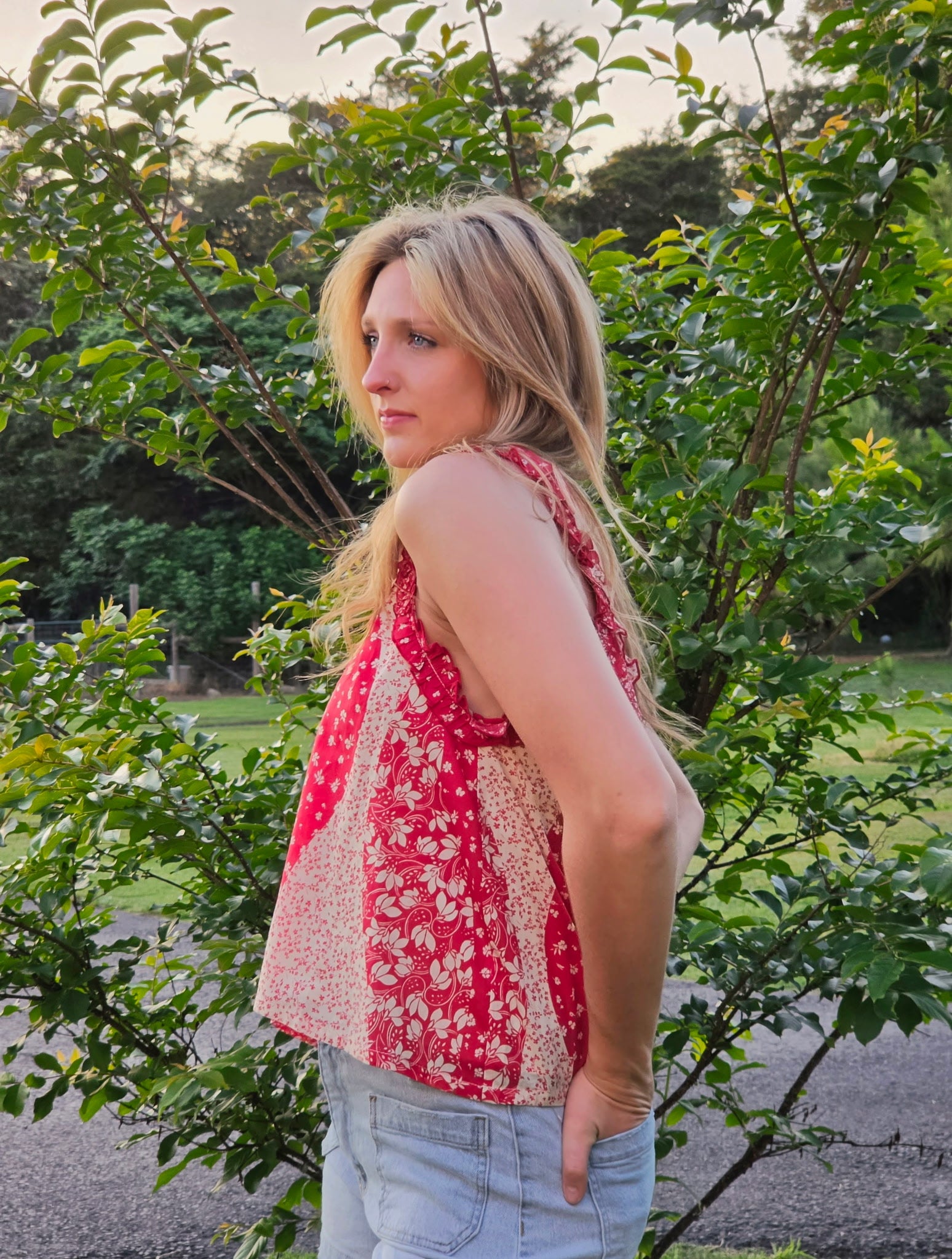 Ruffle Patchwork Tank Top