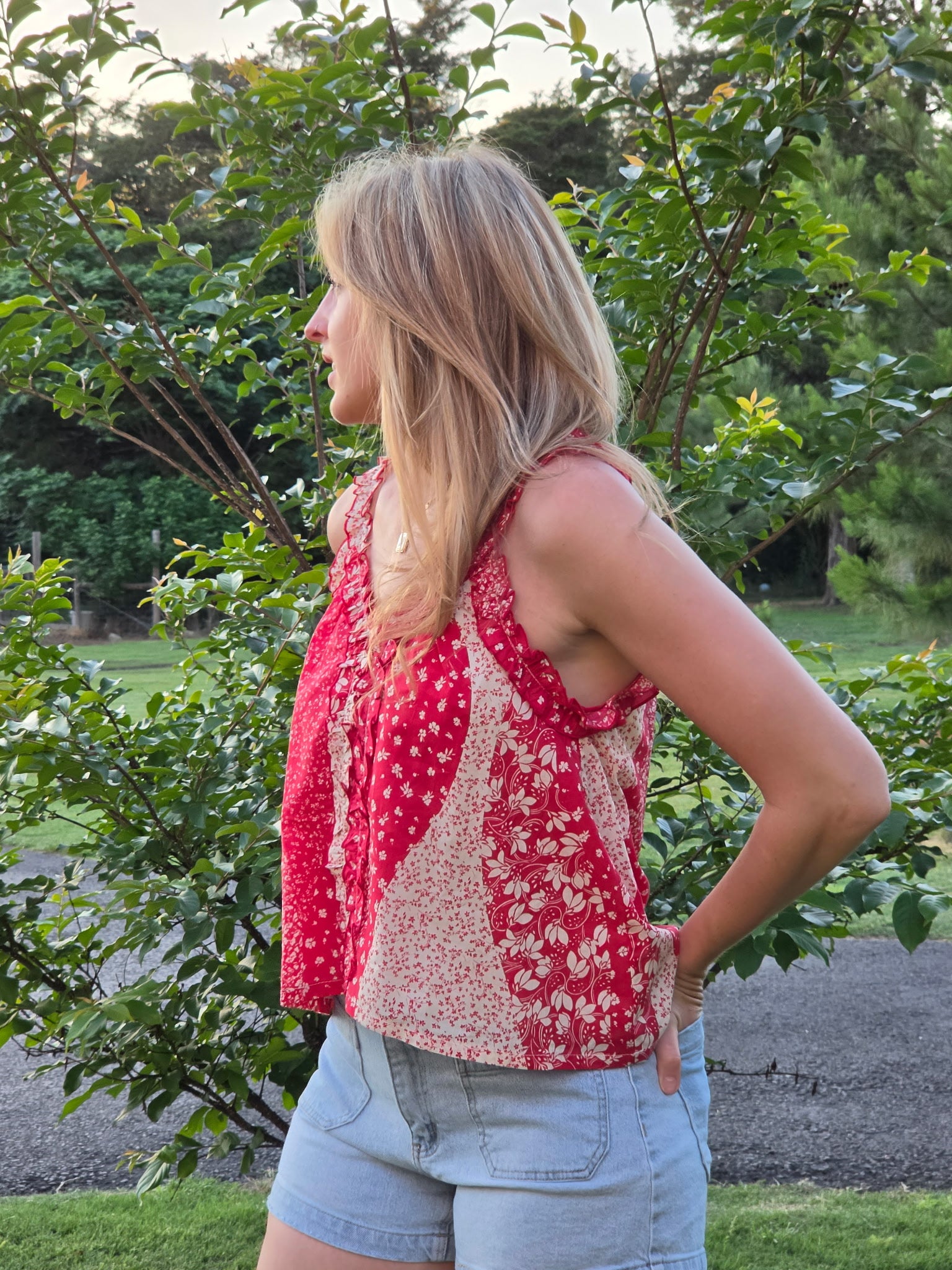 Ruffle Patchwork Tank Top