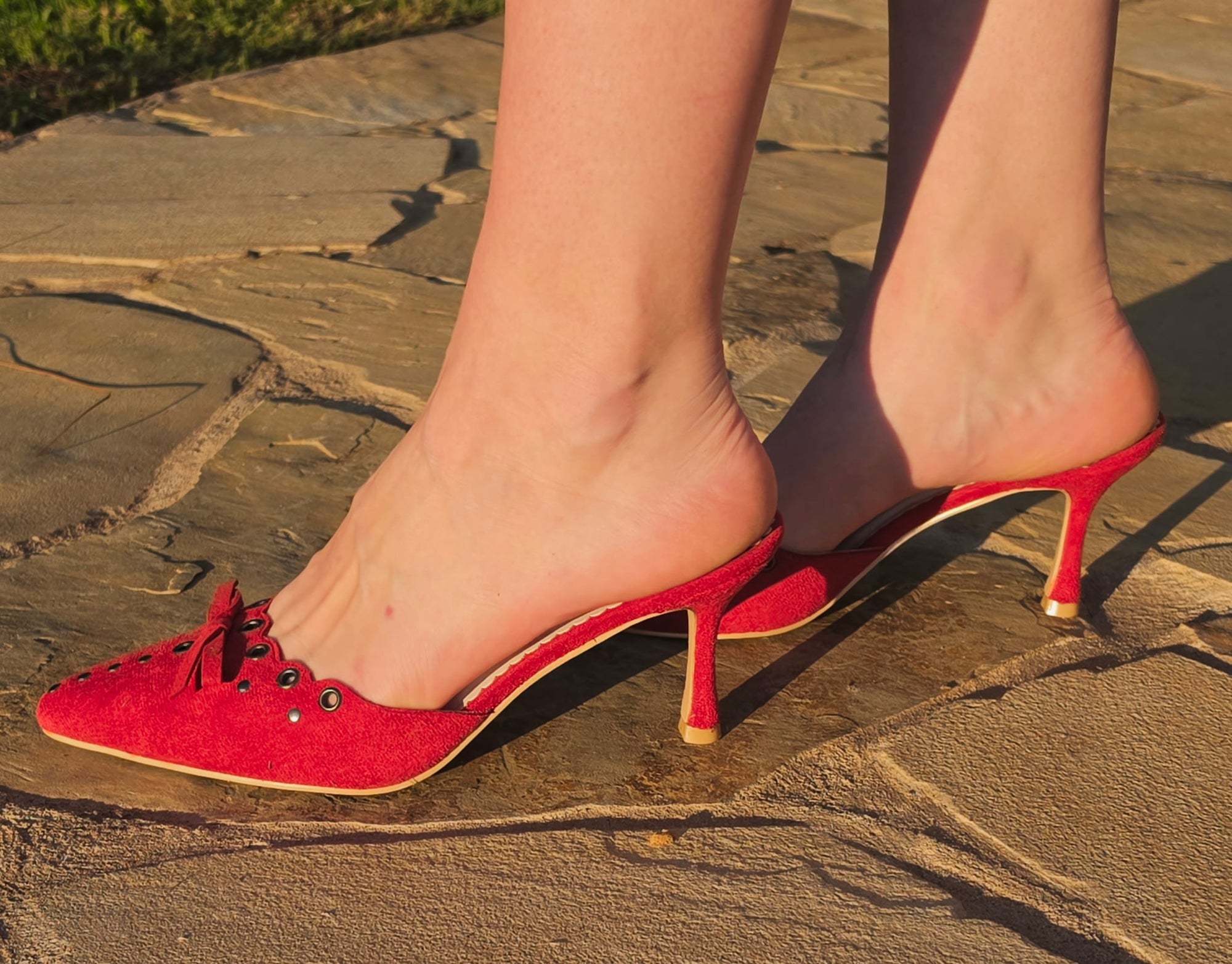Red Kitten Heels