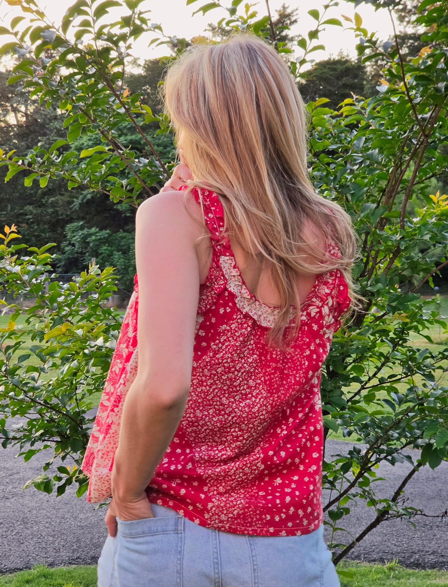 Ruffle Patchwork Tank Top