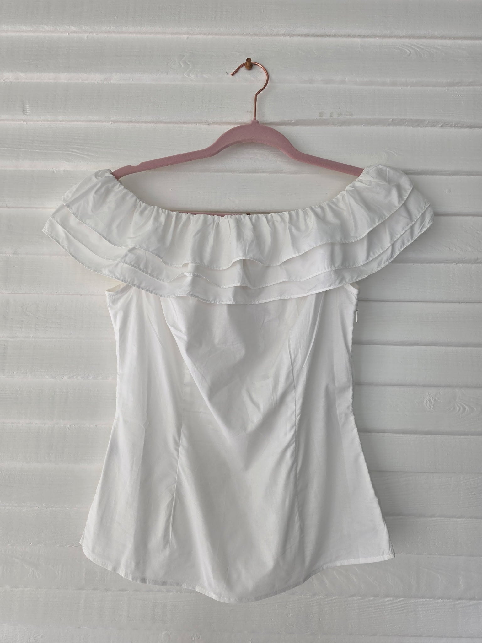 Off-shoulder Ruffle Poplin Top