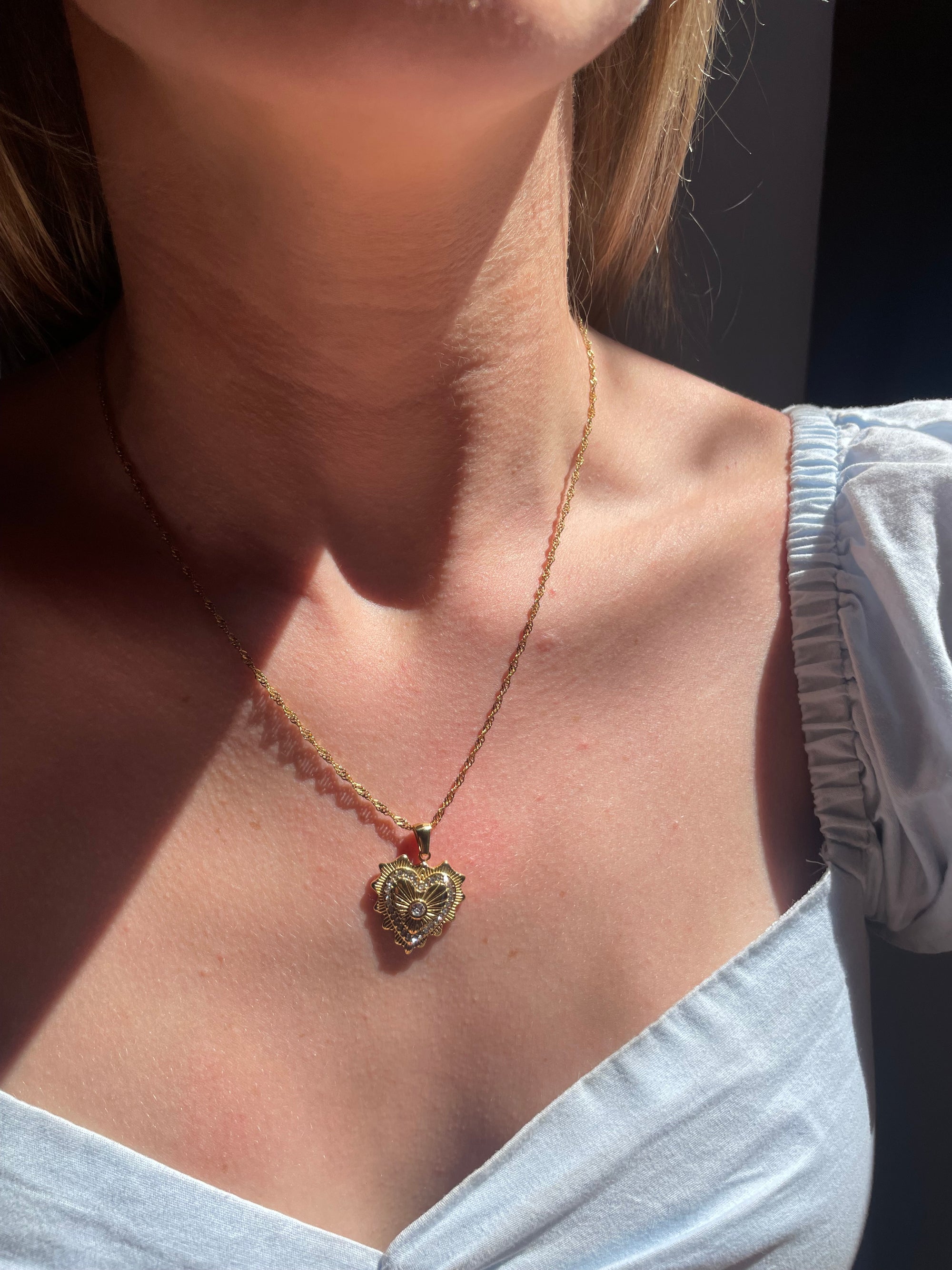 Gold Heart Pendant Necklace
