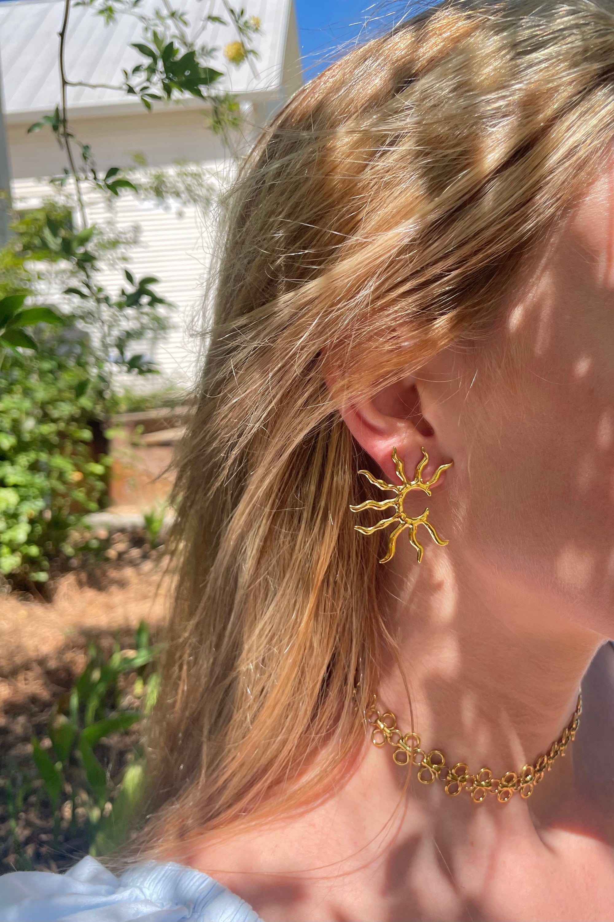 Gold Sunburst Earrings